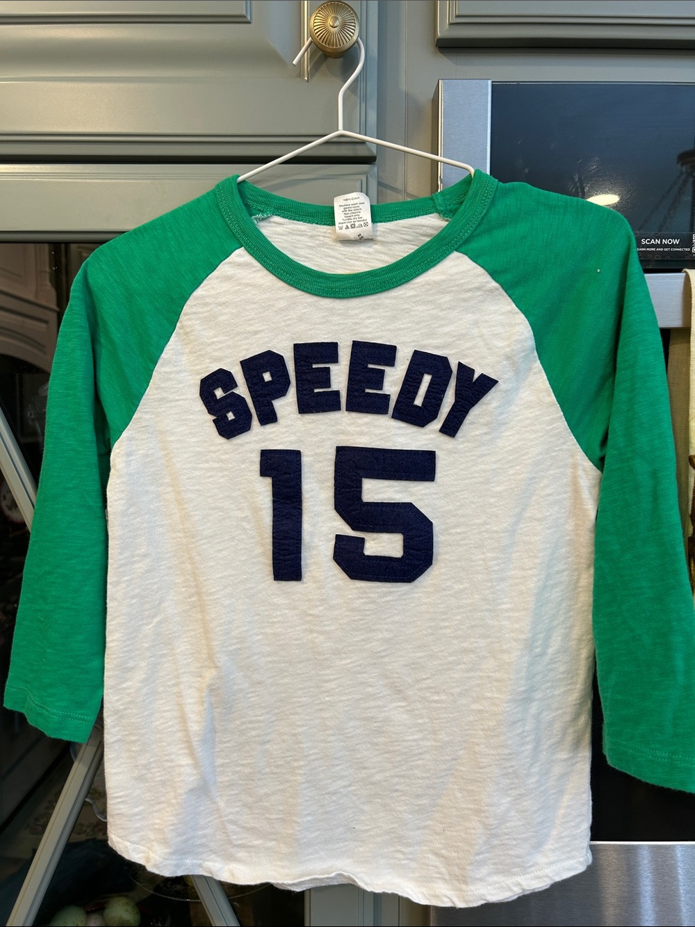 J. Crew Crewcuts Boys’ 8 White Raglan Tee “Speedy”
